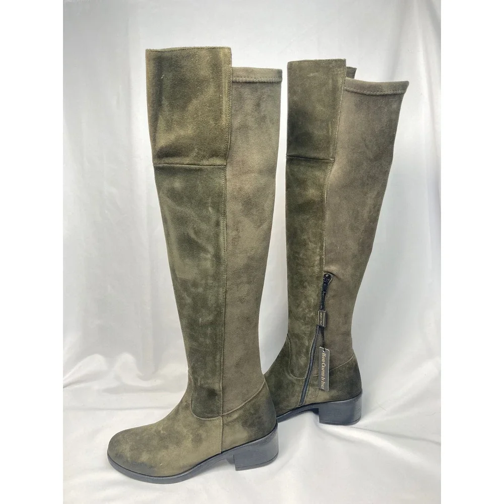 Emanuele Crasto Over the Knee Boots EU 37 / US 6.5 |‎ Military Green Leather NIB
